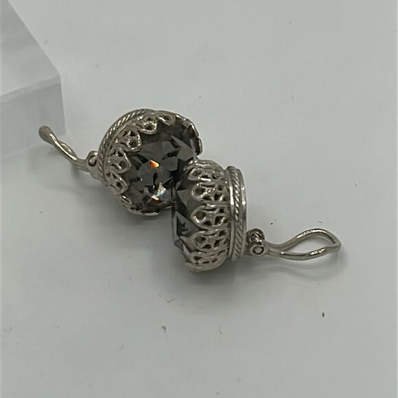 Vintage smokey gray Omega Clip Back earrings - Picture 3 of 4